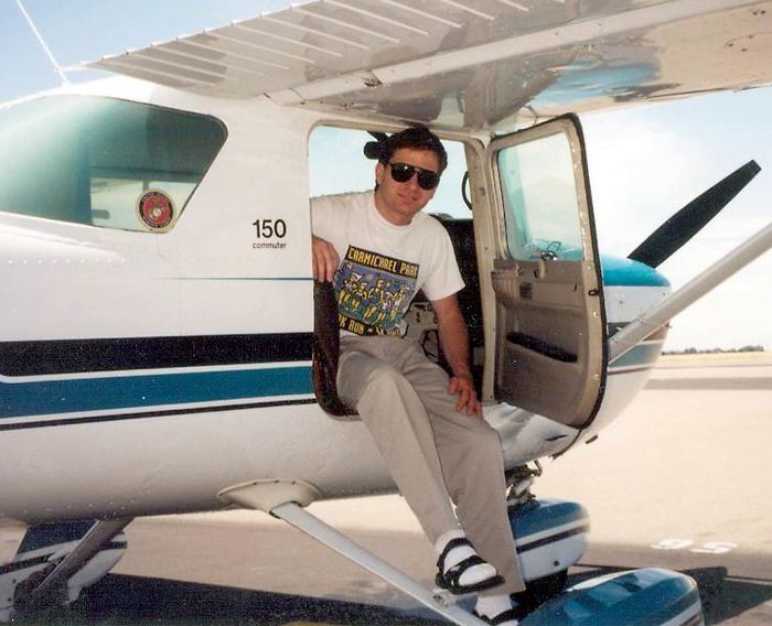 Kim with his license at the Cessna 150